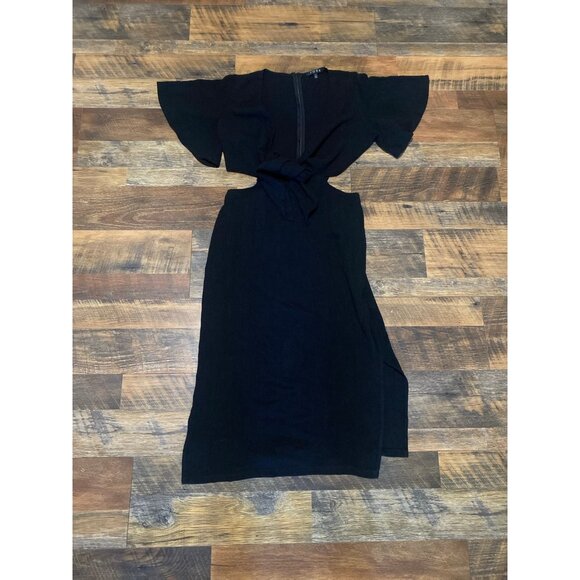 FORE linen blend Front Cut‎ Out midi dress - Picture 1 of 3